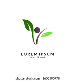Human leaf logo design, people health care, organic and healthy food, green logos, vector illustration