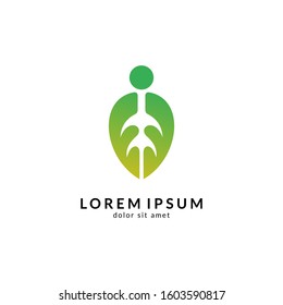 Human leaf logo design, people health care, organic and healthy food, green logos, vector illustration