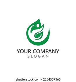 Human With Leaf logo design people character figure green nature 
template vector