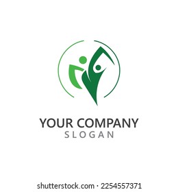 Human With Leaf logo design people character figure green nature 
template vector