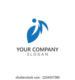 Human With Leaf logo design people character figure green nature 
template vector