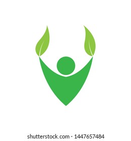 human leaf logo icon graphic, design template vector