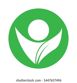 human leaf logo icon graphic, design template vector