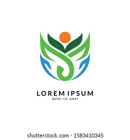 Human leaf logo, People hearth care, Medical Clinic, Herbal nutrition and  Fitness logo template