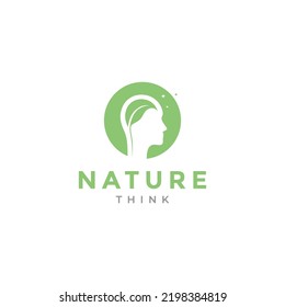 human with leaf mind logo design