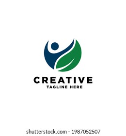 Human Leaf Nature Logo Template 