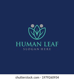 Human Leaf Outline Logo Design