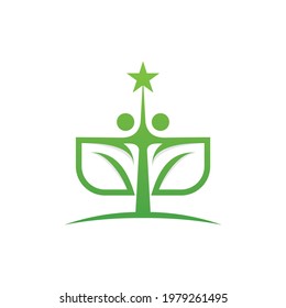 Human Leaf Star Logo Design