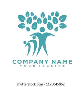 Human Leaf Tree Icon Medical Therapy Vector Design Logo Sea Green Creative Luxury
