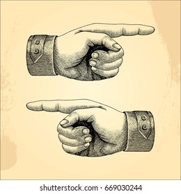 Human left and right handpoint, sketch style vintage 