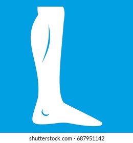 Human leg icon white isolated on blue background vector illustration