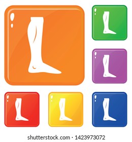 Human leg icons set collection vector 6 color isolated on white background