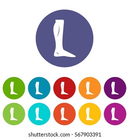 Human leg set icons in different colors isolated on white background