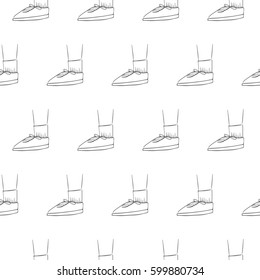 human leg in shoe seamless vector pattern