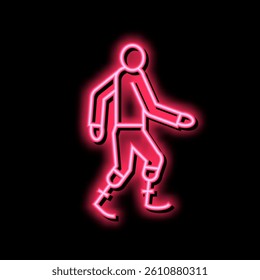 human with legs prosthesis neon light sign vector. human with legs prosthesis sign. isolated symbol illustration