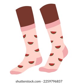 Human legs with stylish socks on white background