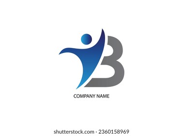 Human with letter B logo design concept template