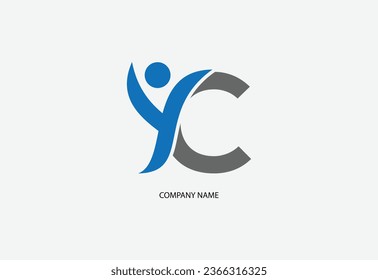 Human with letter C logo design concept template