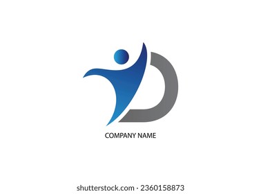 Plantilla de concepto de diseño de logotipo humano con letra D