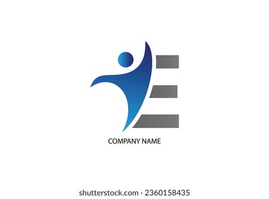 Human with letter F logo design concept template