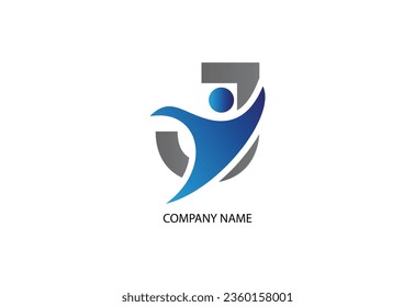 Plantilla de concepto de logotipo de caracteres humanos con letra J