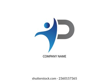 Human with letter P logo design concept template