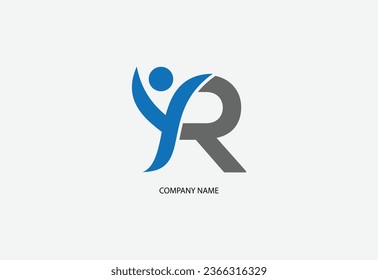 Human with letter R logo design concept template