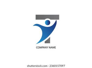 Plantilla de concepto de diseño del logotipo de la letra T para humanos