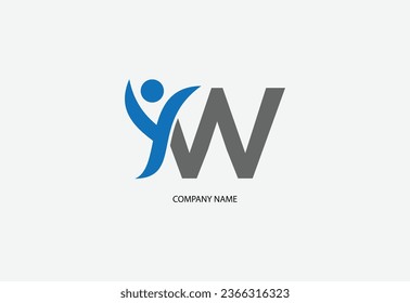 Menschlich mit Buchstabe W Logo Design-Vorlage