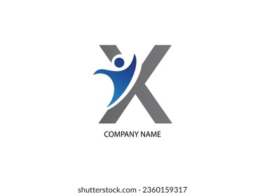 Menschlich mit Buchstabe X Logo Design-Vorlage
