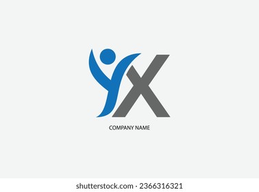 Human with letter X logo design concept template