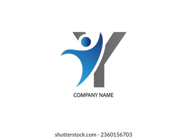 Human with letter Y logo design concept template