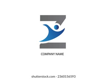 Human with letter Z logo design concept template