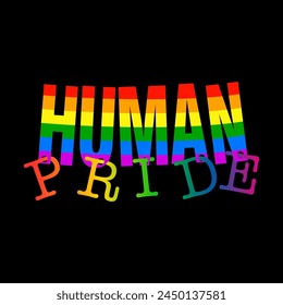 HUMAN LGBT Flag Gay Pride Month, Graphic design print t-shirts fashion, illustration, vector, posters, cards, stickers, mug