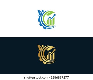Human Life Accounting Business Logo Design With Green Leaf Symbol Vector Template.