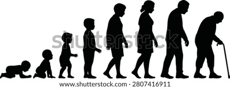 Human life cycle progression silhouette vector illustration