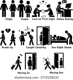 Ciclo de Vida Humano de Romance e Ilustrações Vetoriais de Dissolução