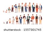 Human life cycles vector illustration. Male and female growing up and aging. Men and women of different ages cartoon characters. Children, adult and old people isolated on white background.