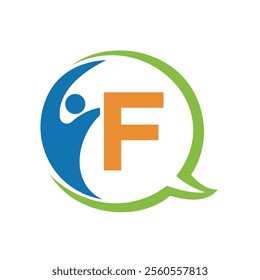 Human Life Logo combine with letter F vector template