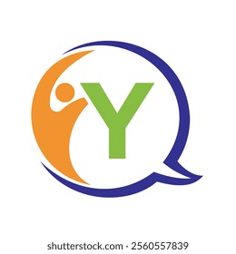 Human Life Logo combine with letter Y vector template