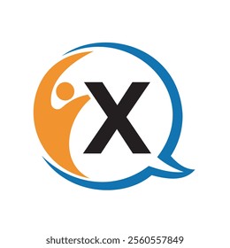 Human Life Logo combine with letter X vector template