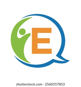 Human Life Logo combine with letter E vector template