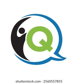 Human Life Logo combine with letter Q vector template