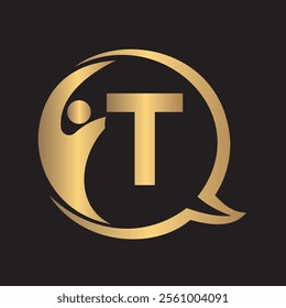 Human Life Logo combine with letter T vector template