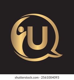 Human Life Logo combine with letter U vector template