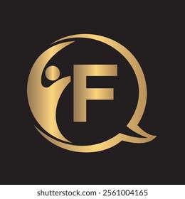 Human Life Logo combine with letter F vector template