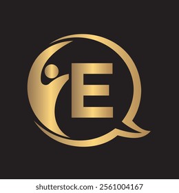 Human Life Logo combine with letter E vector template