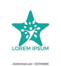 Human life logo icon of abstract people tree vector .Family tree star shape sign and symbol.