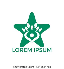 Human life logo icon of abstract people tree vector. Human tree star shape sign and symbol.