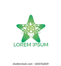 Human life logo icon of abstract people tree vector .Family tree star shape sign and symbol.	